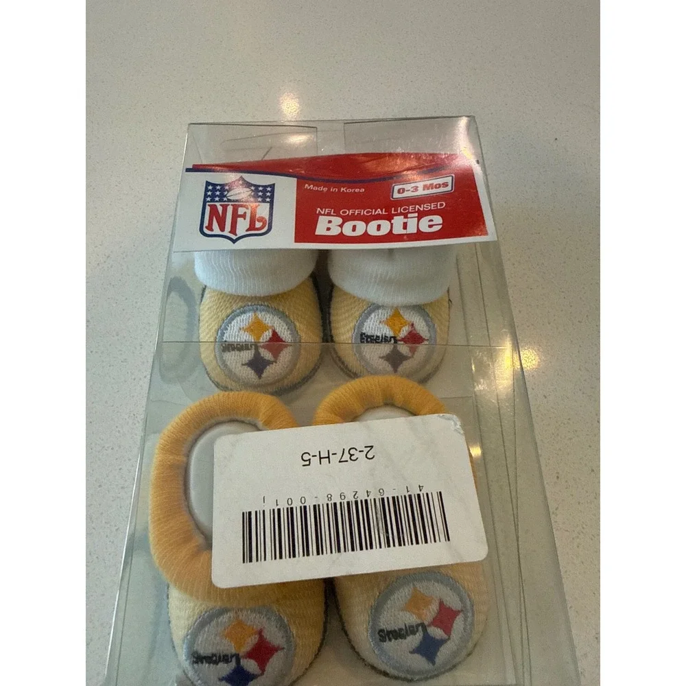 NFL Pittsburgh Steelers Infant Booties 2 Pair Set Gold White 0-3 Months New‎